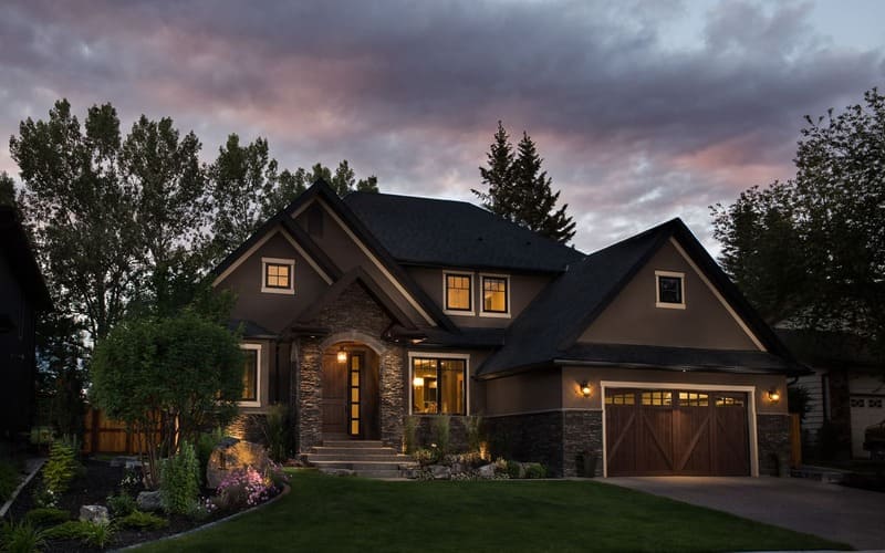 Custom Home with Landscape Lighting
