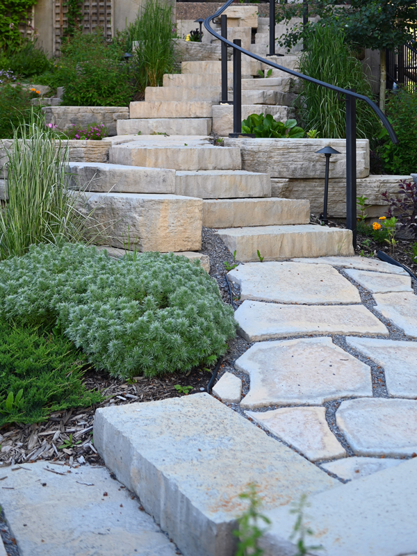 nice landscaping and stairs